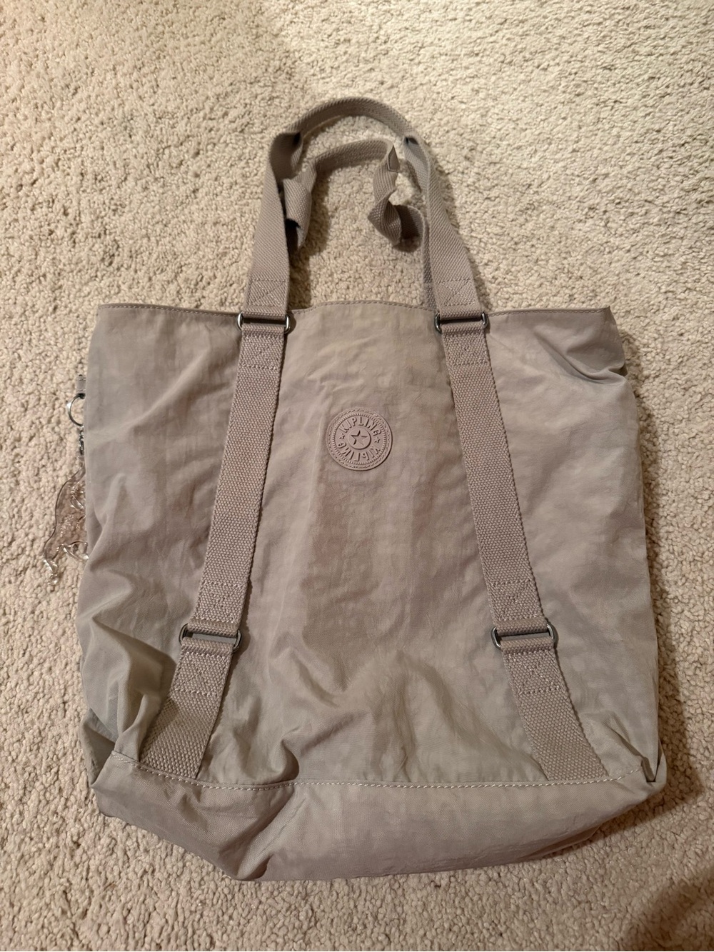 Kipling Taupe Nylon Tote with Adjustable Straps